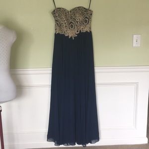 Maxi blue chiffon dress M